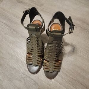 Gianni Bini Olive Green Woven Gladiator Heels
